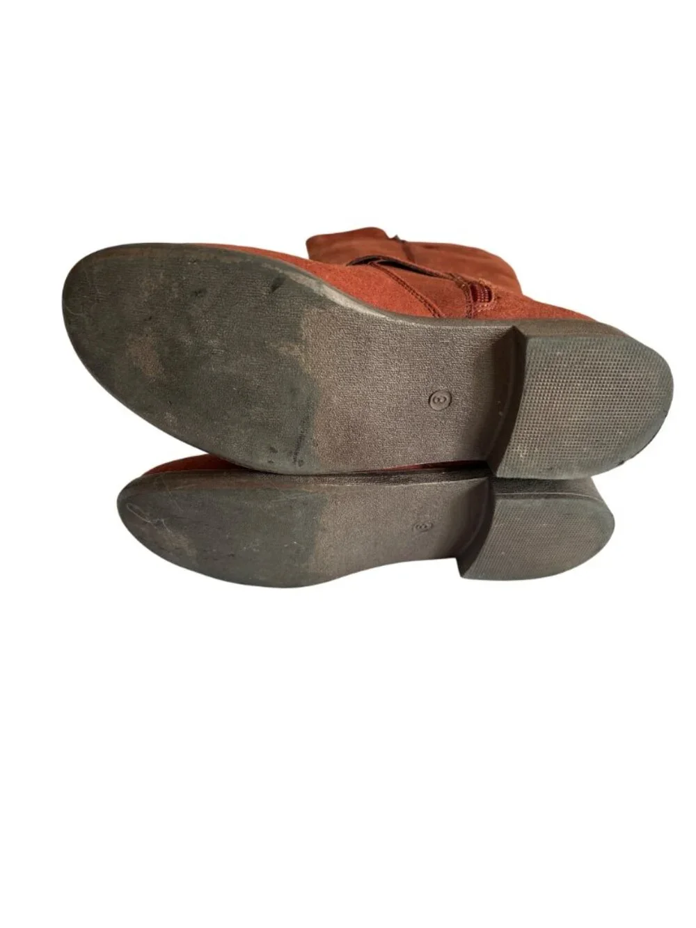 Zobia Womens Rust Knee-High Boots Buckle Detail & Side Zipper US 8 Faux Suede